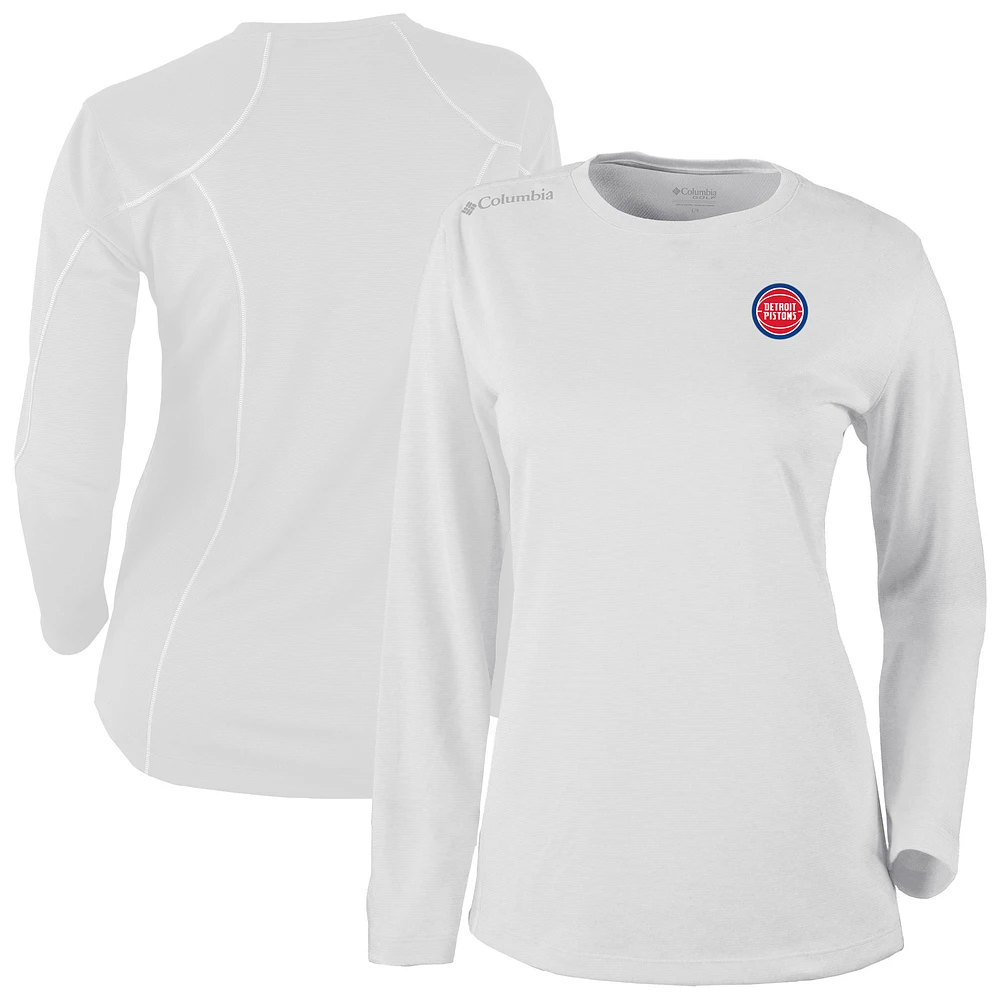 Women's Columbia White Detroit Pistons Omni-Wick Shotgun Pullover Top
