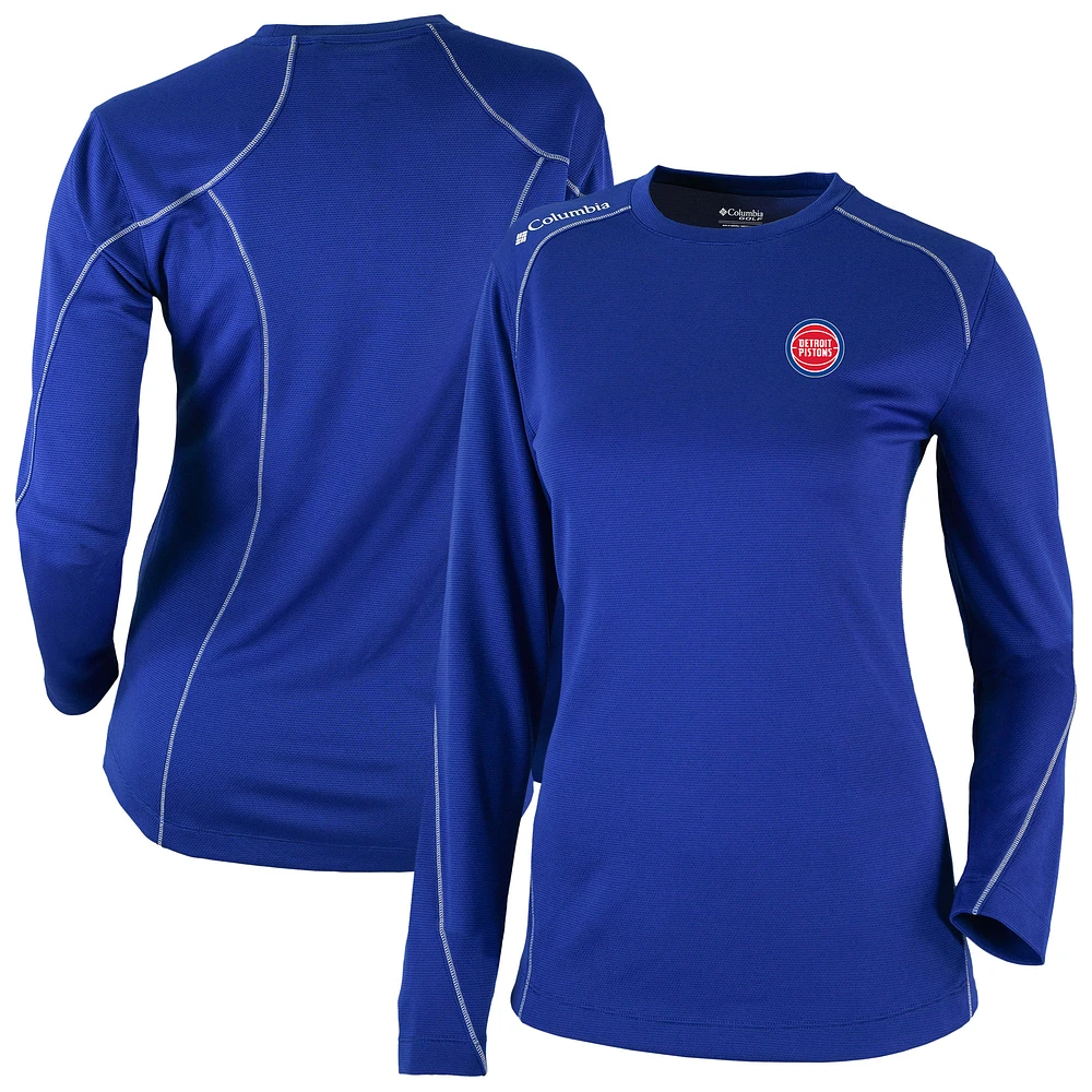 Women's Columbia Blue Detroit Pistons Omni-Wick Shotgun Pullover Top