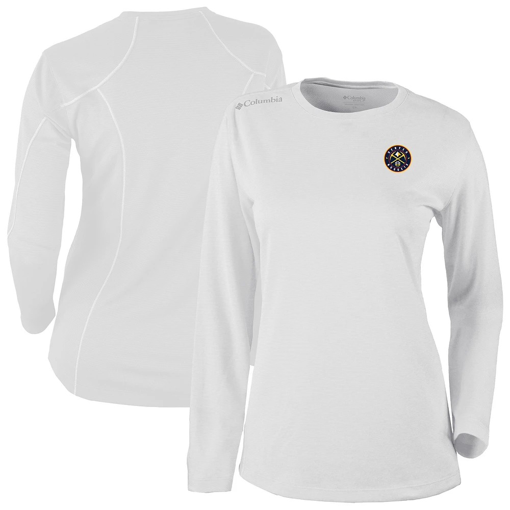 Women's Columbia White Denver Nuggets Omni-Wick Shotgun Pullover Top