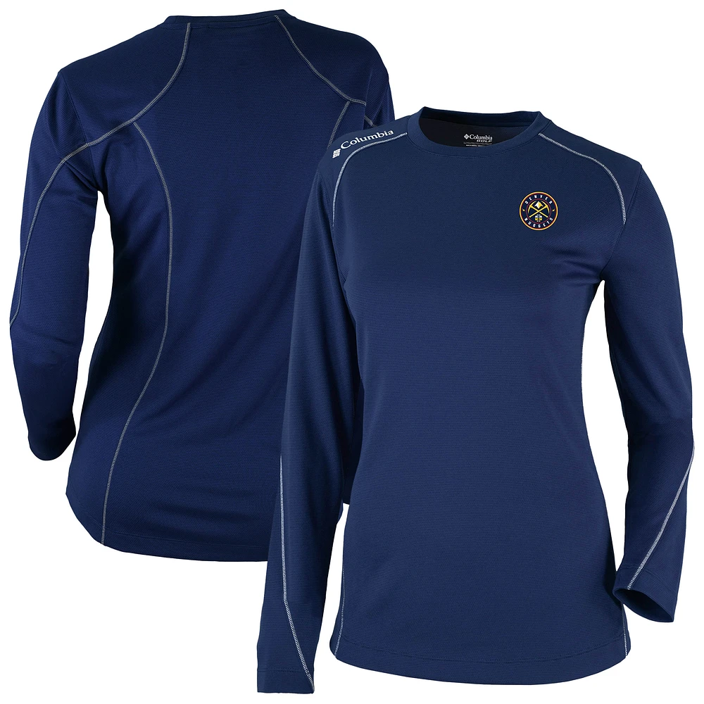 Women's Columbia Navy Denver Nuggets Omni-Wick Shotgun Pullover Top