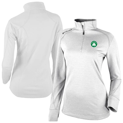 Women's Columbia White Boston Celtics Omni-Wick Shotgun 2.0 Quarter-Zip Pullover Top