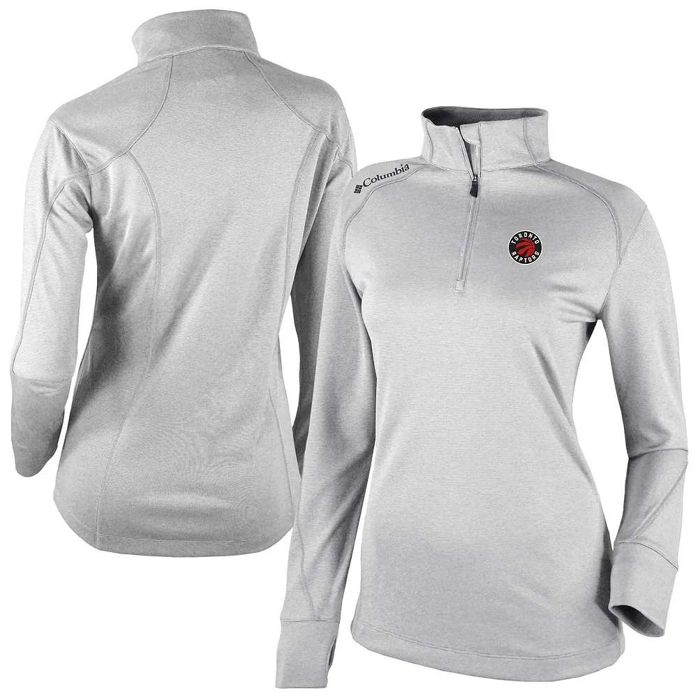 Women's Columbia Heather Gray Toronto Raptors Omni-Wick Shotgun 2.0 Quarter-Zip Pullover Top