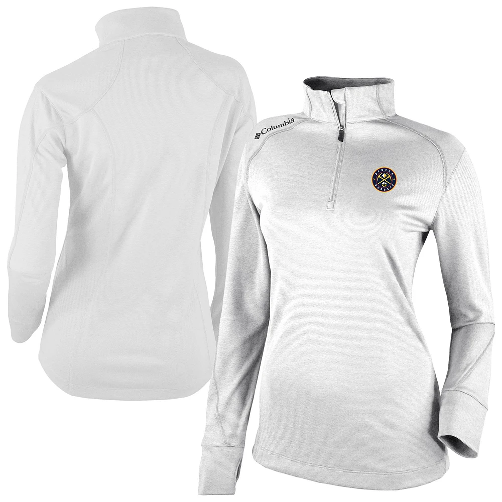 Women's Columbia White Denver Nuggets Omni-Wick Shotgun 2.0 Quarter-Zip Pullover Top
