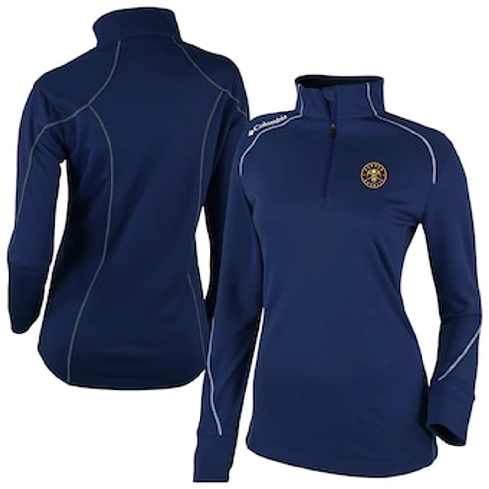 Women's Columbia Navy Denver Nuggets Omni-Wick Shotgun 2.0 Quarter-Zip Pullover Top