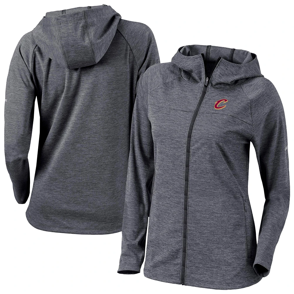 Women's Columbia Black Cleveland Cavaliers Omni-Wick Half Shot Full-Zip Hooded Jacket