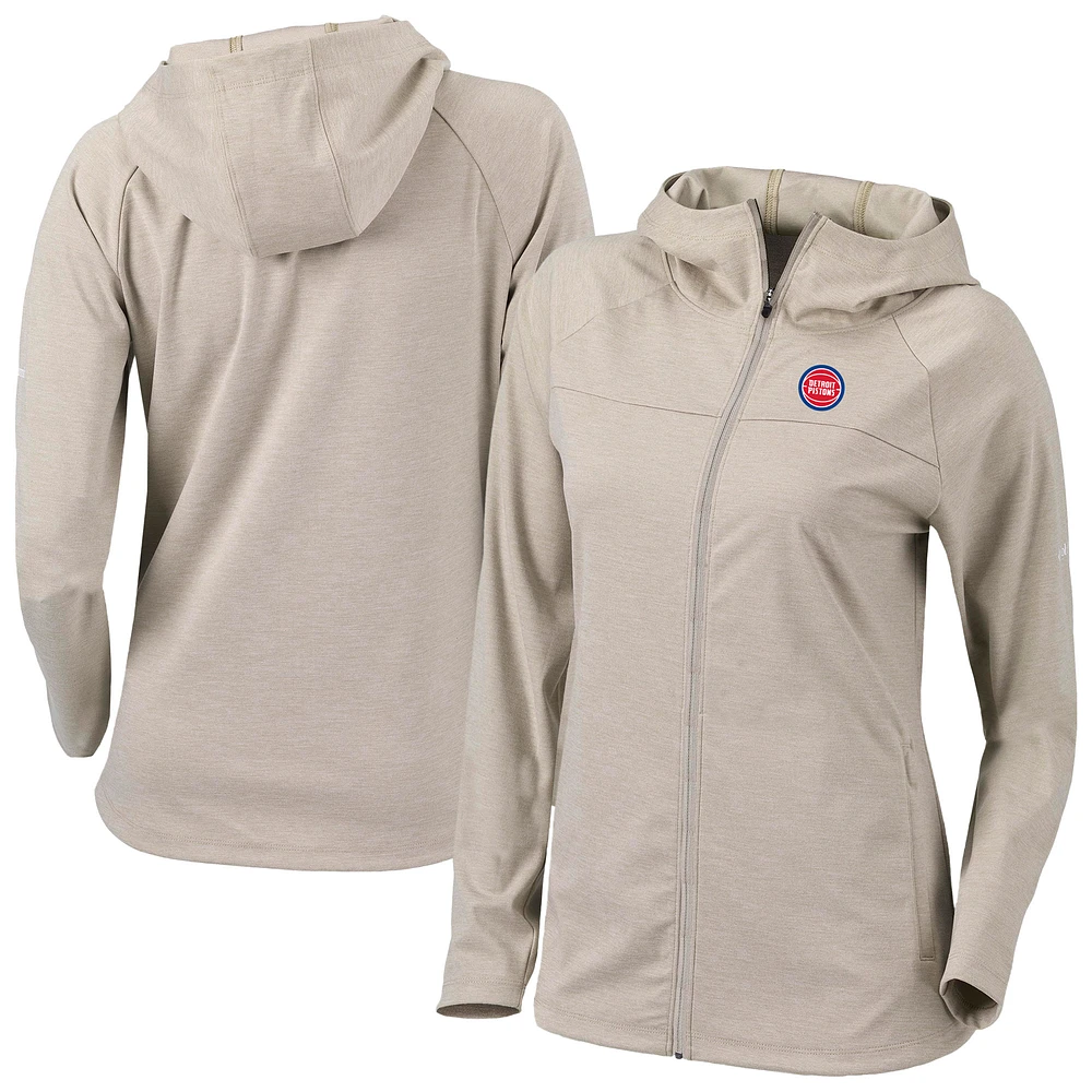 Women's Columbia Tan Detroit Pistons Omni-Wick Half Shot Full-Zip Hooded Jacket