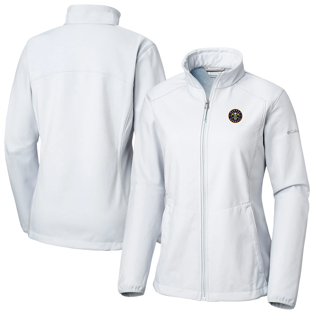 Women's Columbia White Denver Nuggets Kruser Ridge II Softshell Full-Zip Jacket