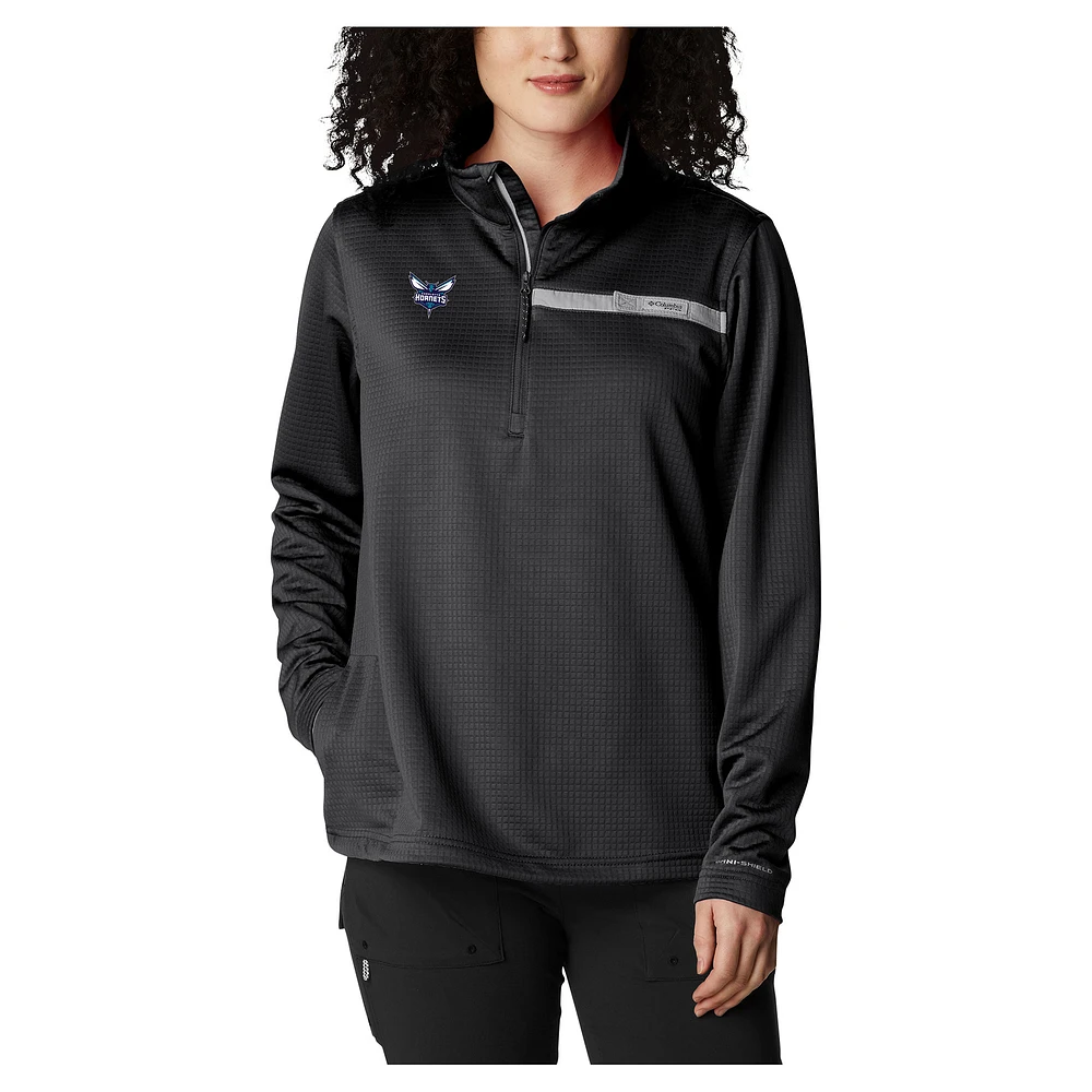 Women's Columbia Black Charlotte Hornets Skiff Guide Fleece Pullover Top
