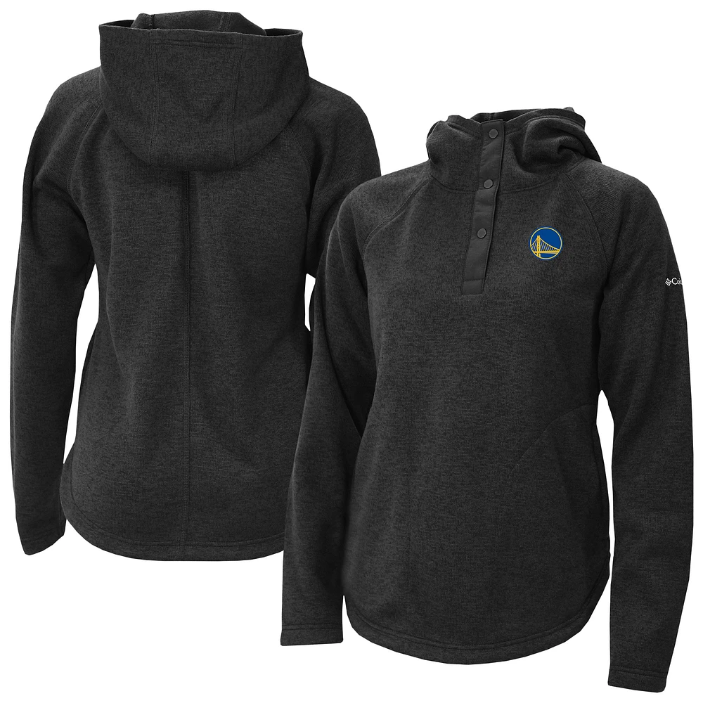 Women's Columbia Black Golden State Warriors Sweater Weather Quarter-Snap Hoodie