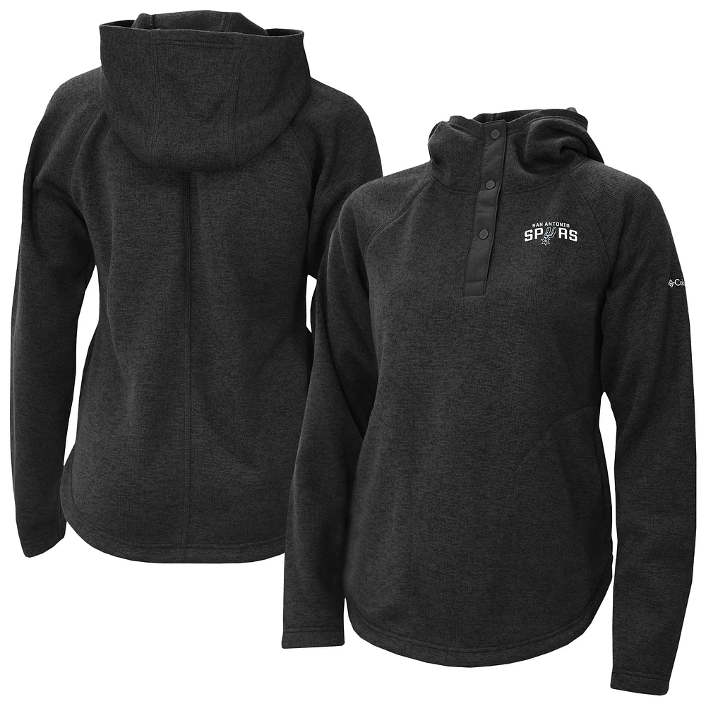 Women's Columbia Black San Antonio Spurs Sweater Weather Quarter-Snap Hoodie