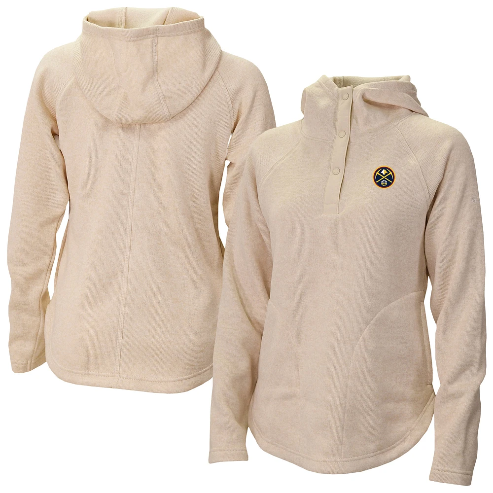 Women's Columbia White Denver Nuggets Sweater Weather Quarter-Snap Hoodie