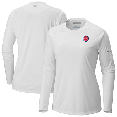 Women's Columbia White Detroit Pistons Tidal Tee II Long Sleeve T-Shirt
