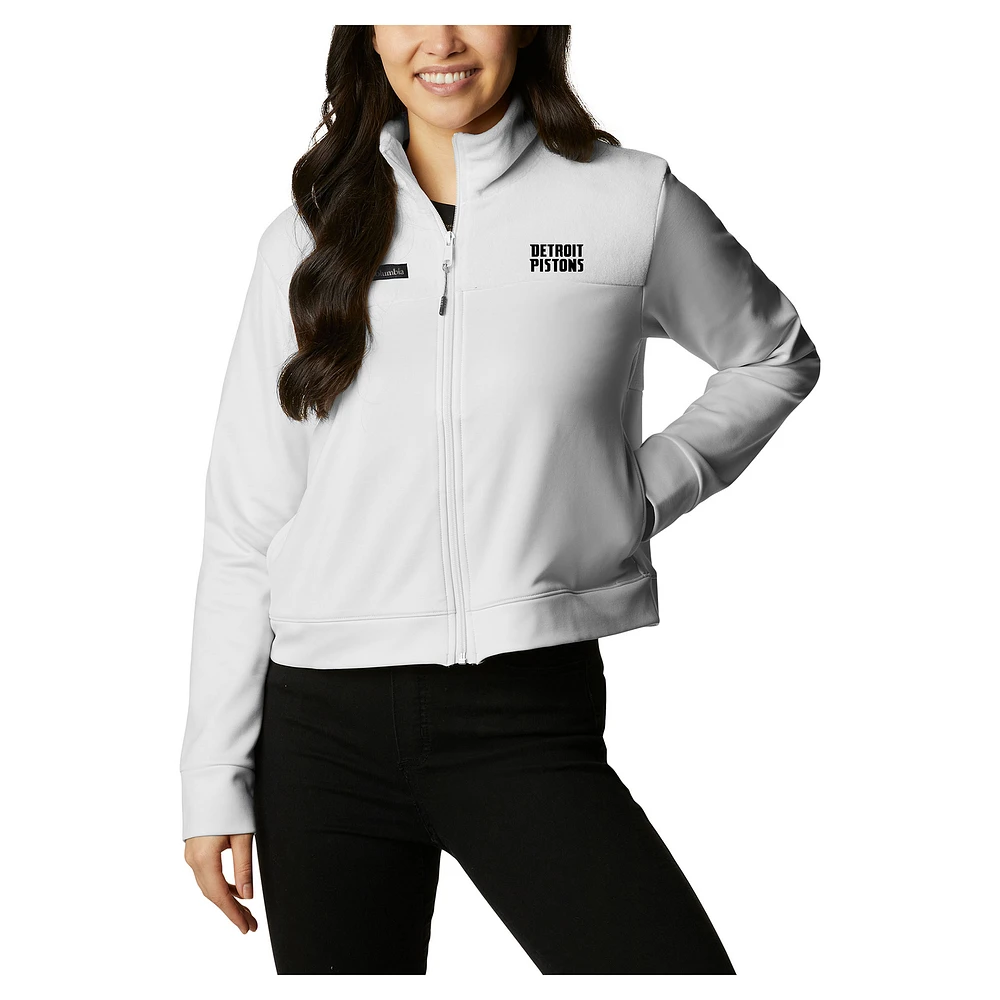 Women's Columbia White Detroit Pistons River Fleece Full-Zip Jacket