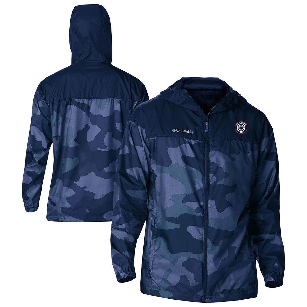 Men's Columbia Navy LA Clippers Flash Challenger Windbreaker Jacket