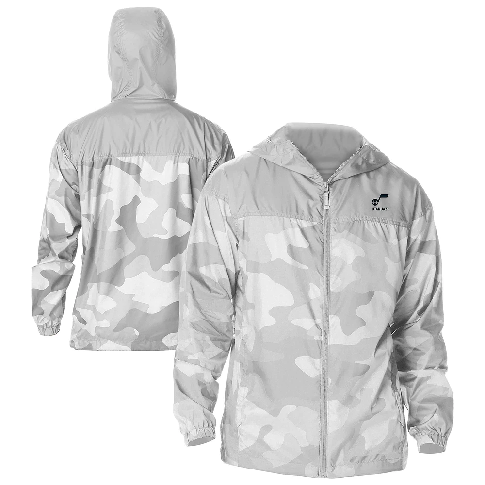 Men's Columbia Gray Utah Jazz Flash Challenger Windbreaker Jacket