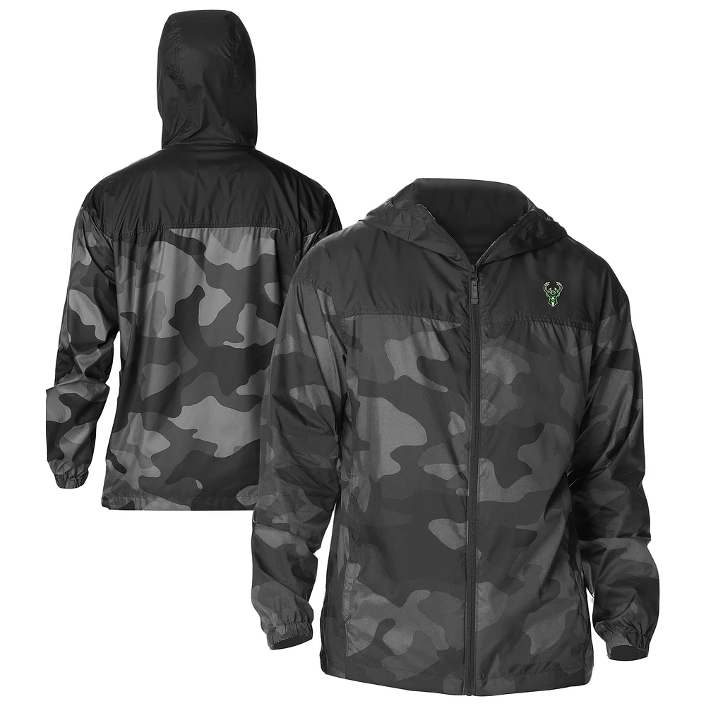 Men's Columbia Black Milwaukee Bucks Flash Challenger Windbreaker Jacket
