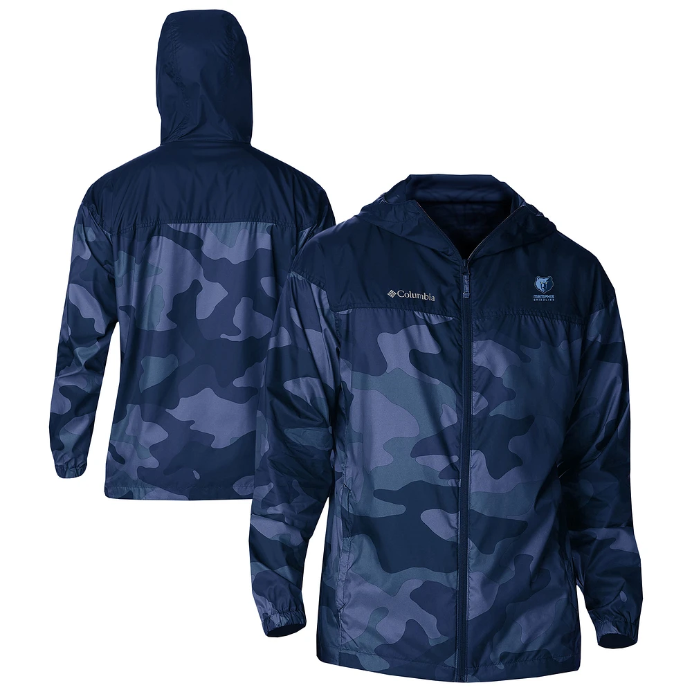 Men's Columbia Navy Memphis Grizzlies Flash Challenger Windbreaker Jacket
