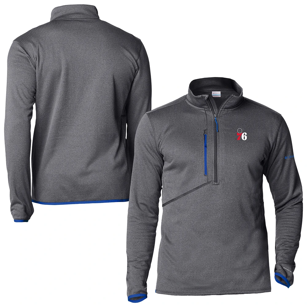 Men's Columbia Blue Philadelphia 76ers Park View Fleece Half-Zip Top