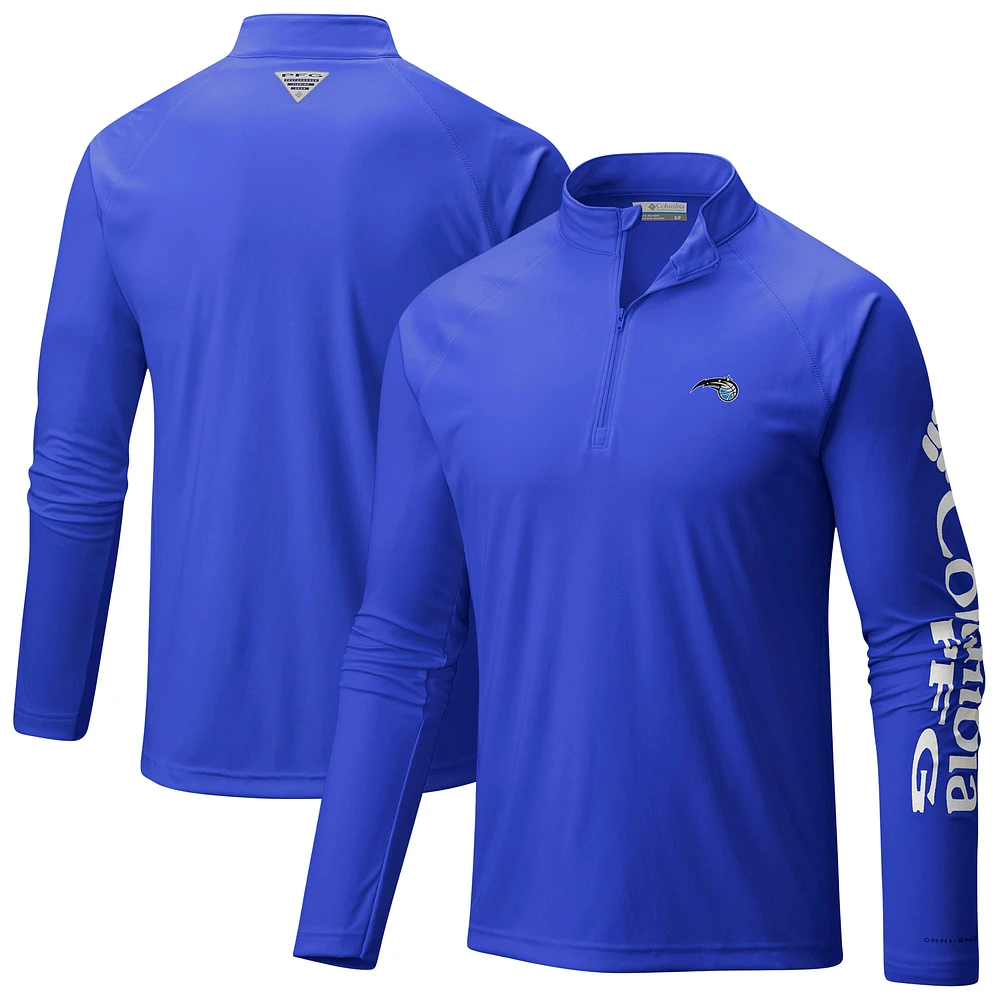 Men's Columbia Blue Orlando Magic PFG Terminal Tackle Quarter-Zip Top