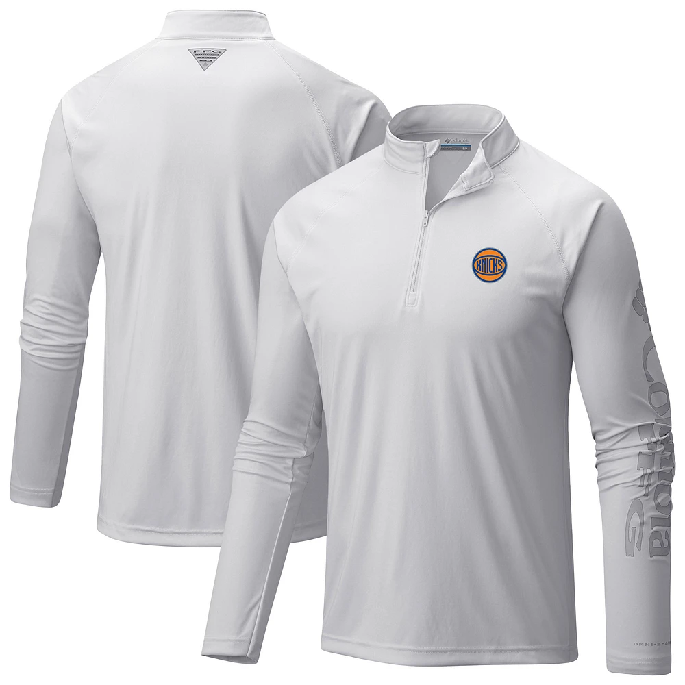 Men's Columbia New York Knicks PFG Terminal Tackle Quarter-Zip Top