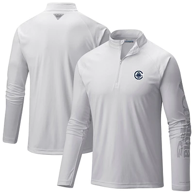 Men's Columbia White LA Clippers PFG Terminal Tackle Quarter-Zip Top