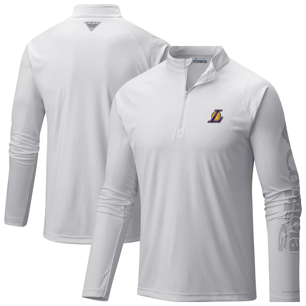 Men's Columbia Los Angeles Lakers PFG Terminal Tackle Quarter-Zip Top