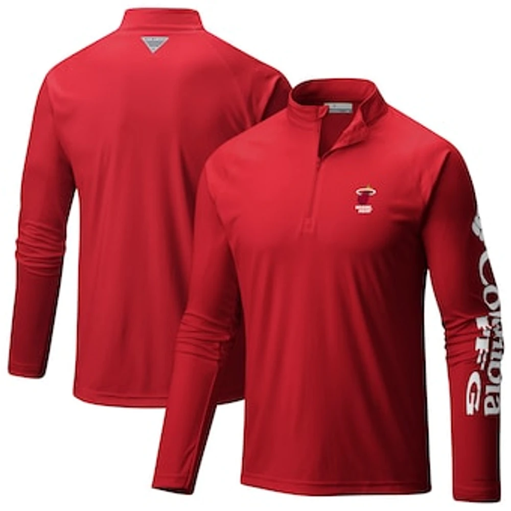 Men's Columbia Miami Heat PFG Terminal Tackle Quarter-Zip Top