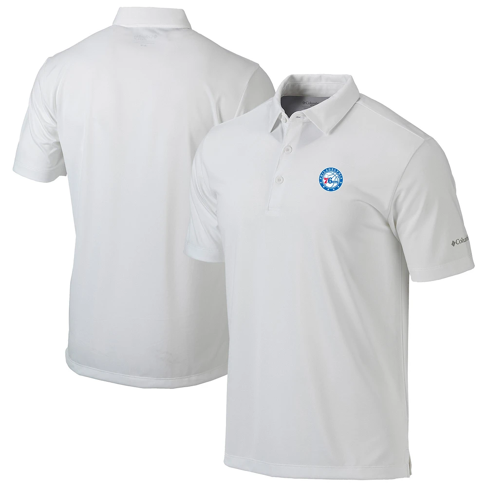 Men's Columbia White Philadelphia 76ers Omni-Wick Drive Polo