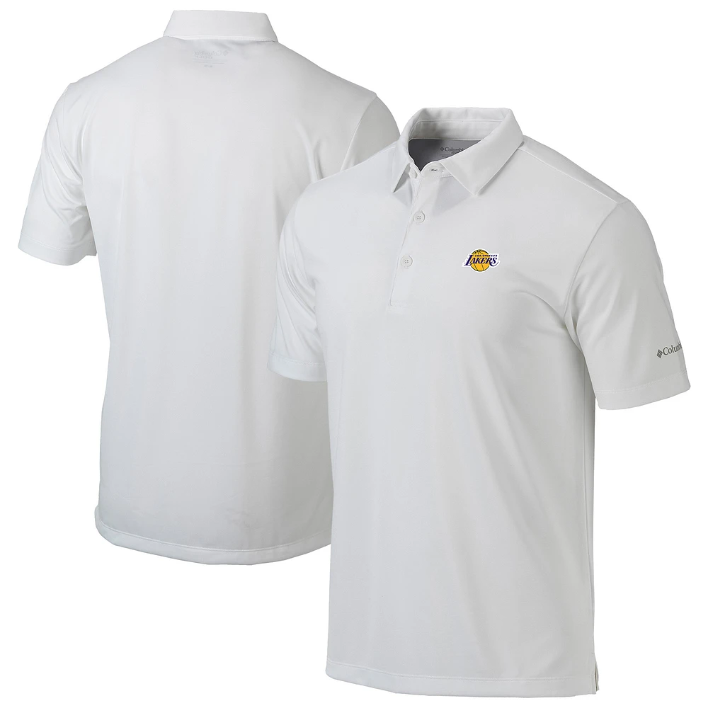 Men's Columbia White Los Angeles Lakers Omni-Wick Drive Polo
