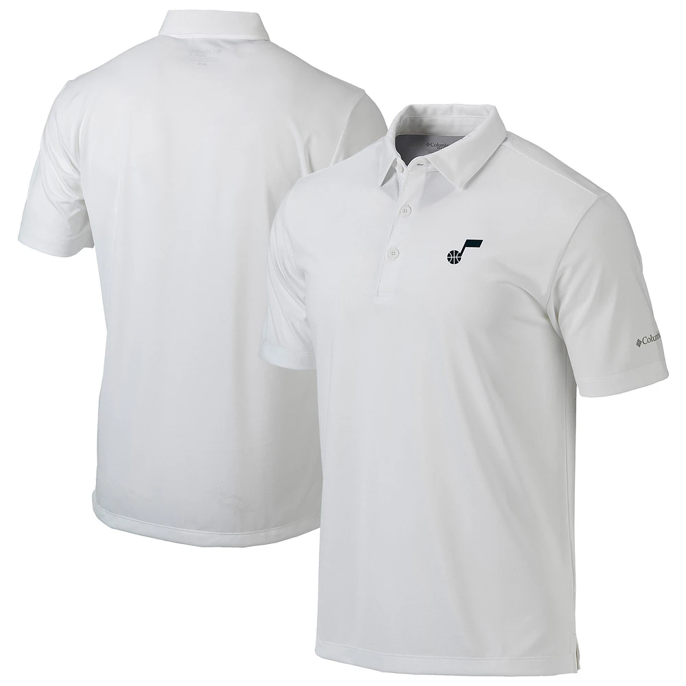 Men's Columbia White Utah Jazz Omni-Wick Drive Polo