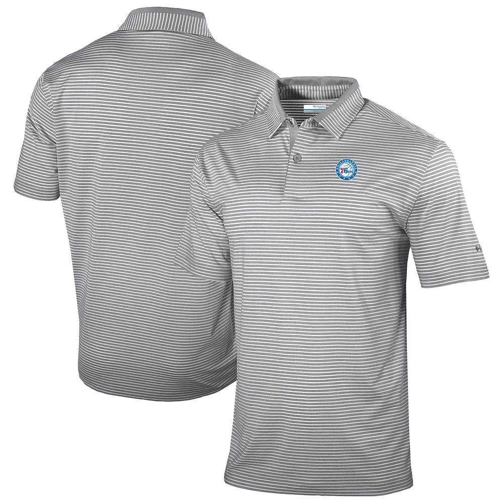 Men's Columbia Gray Philadelphia 76ers Omni-Wick Golden Hills Polo