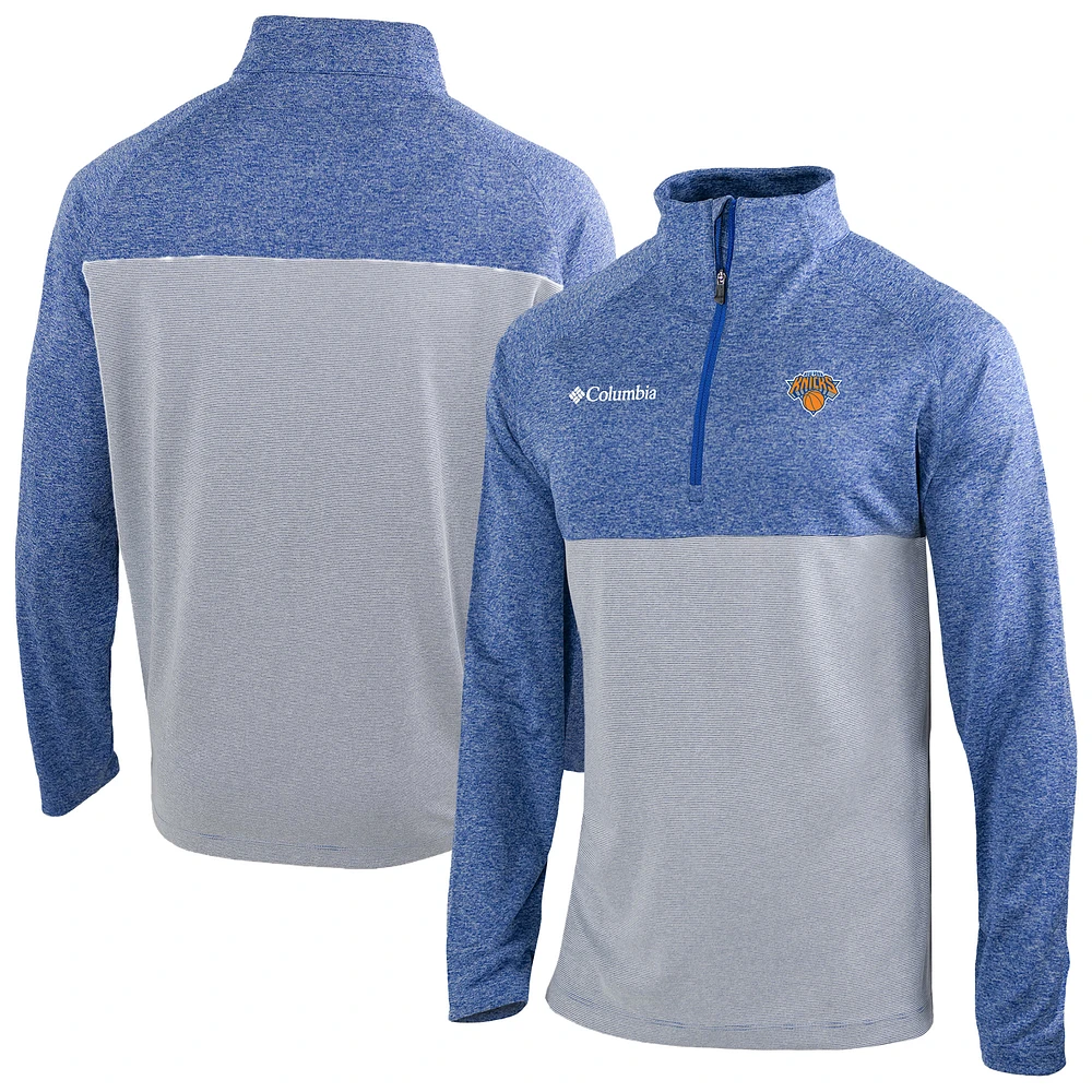 Men's Columbia Blue New York Knicks Omni-Wick Rockin' It Quarter-Zip Top