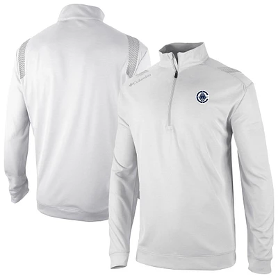 Men's Columbia White LA Clippers Oakland Downs Omni-Wick Quarter-Zip Top