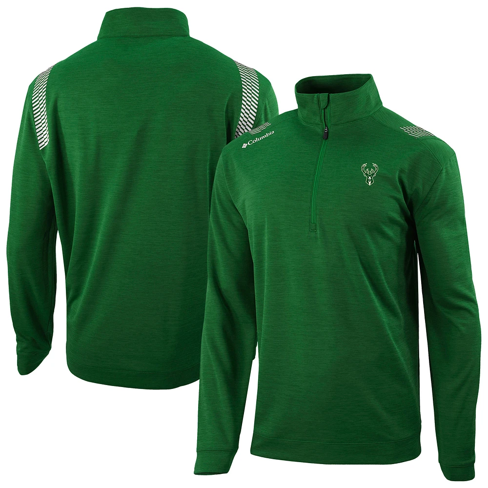 Men's Columbia Green Milwaukee Bucks Oakland Downs Omni-Wick Quarter-Zip Top