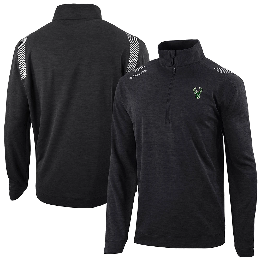 Men's Columbia Black Milwaukee Bucks Oakland Downs Omni-Wick Quarter-Zip Top