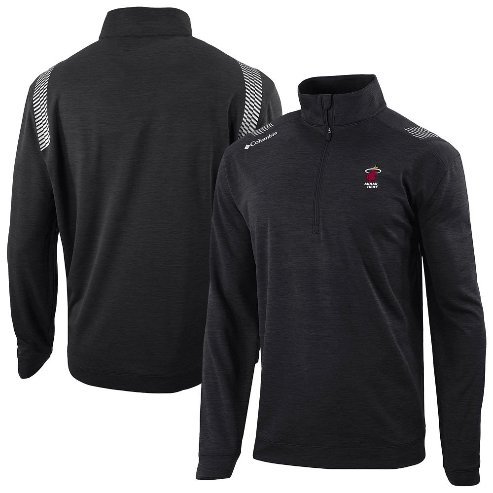 Men's Columbia Black Miami Heat Oakland Downs Omni-Wick Quarter-Zip Top