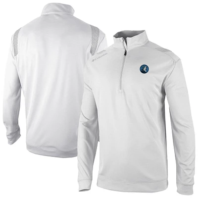 Men's Columbia White Minnesota Timberwolves Oakland Downs Omni-Wick Quarter-Zip Top