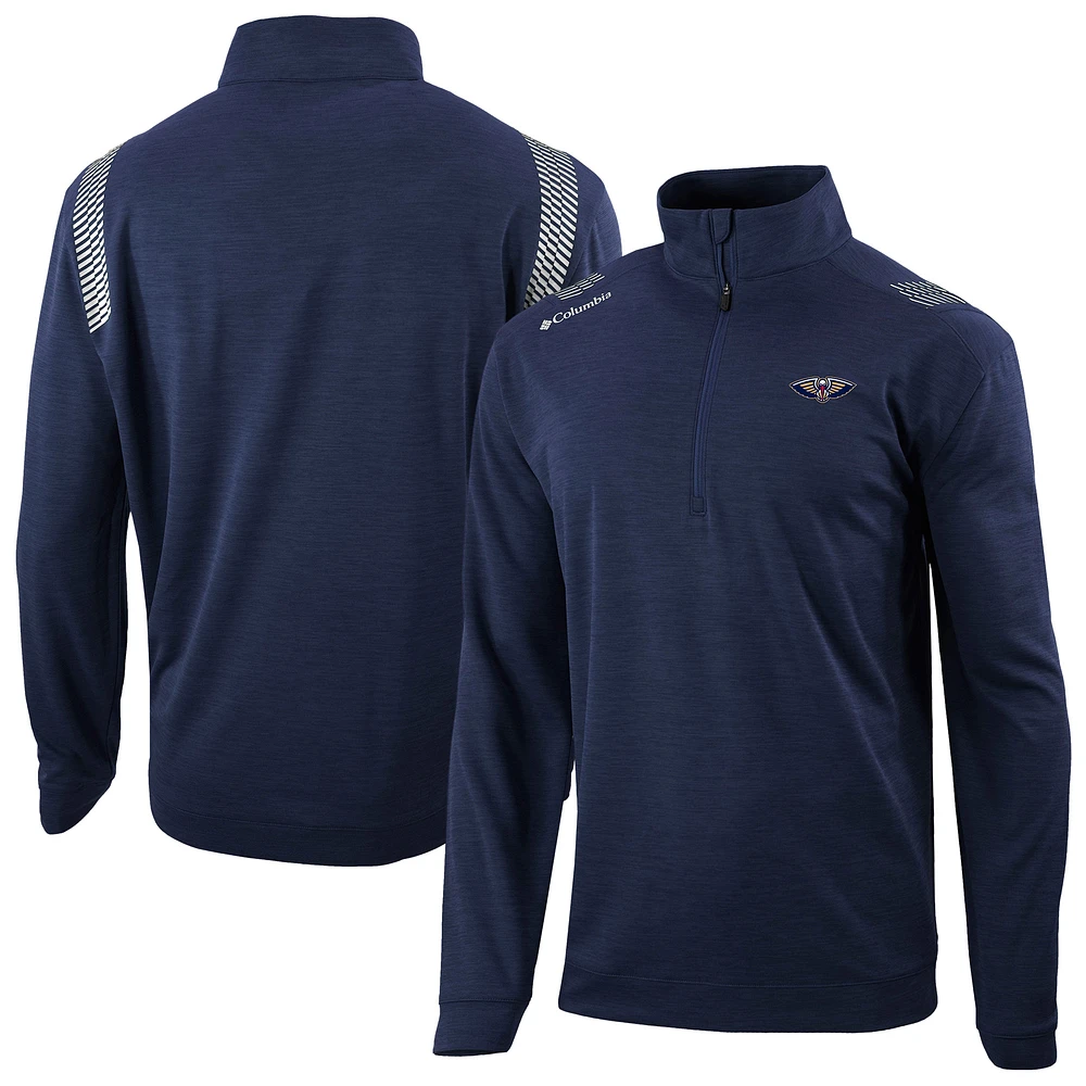 Men's Columbia Navy New Orleans Pelicans Oakland Downs Omni-Wick Quarter-Zip Top