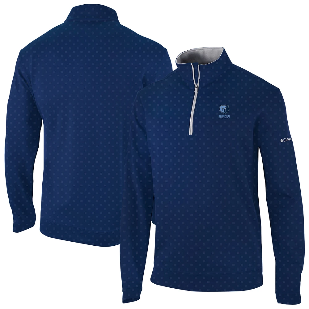 Men's Columbia Navy Memphis Grizzlies Wickham Hills Omni-Wick Quarter-Zip Jacket