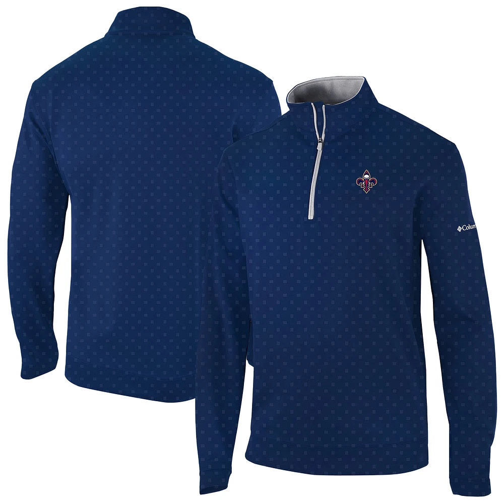 Men's Columbia Navy New Orleans Pelicans Wickham Hills Omni-Wick Quarter-Zip Jacket