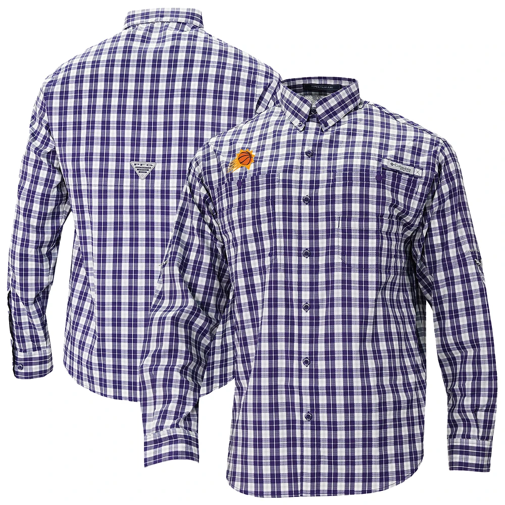 Men's Columbia Purple Phoenix Suns Super Tamiami Omni-Shade Long Sleeve Button-Down Shirt