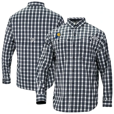 Men's Columbia Navy Indiana Pacers Super Tamiami Omni-Shade Long Sleeve Button-Down Shirt