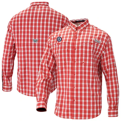 Men's Columbia Red LA Clippers Super Tamiami Omni-Shade Long Sleeve Button-Down Shirt