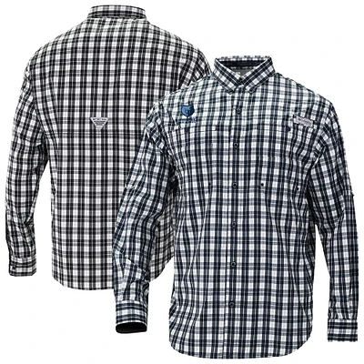 Men's Columbia Navy Memphis Grizzlies Super Tamiami Omni-Shade Long Sleeve Button-Down Shirt