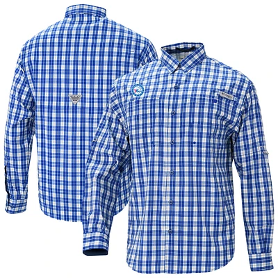 Men's Columbia Blue Philadelphia 76ers Super Tamiami Omni-Shade Long Sleeve Button-Down Shirt