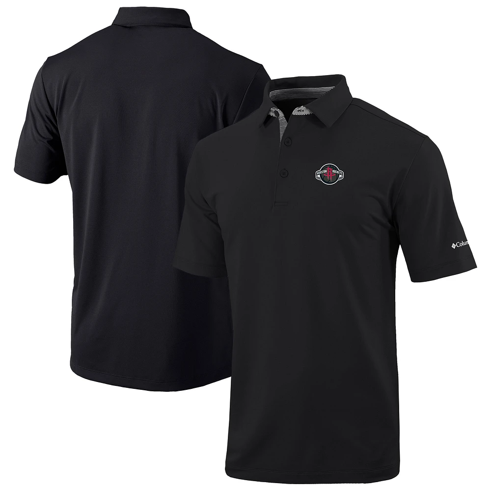 Men's Columbia Black Houston Rockets Omni-Wick Even Lie Polo