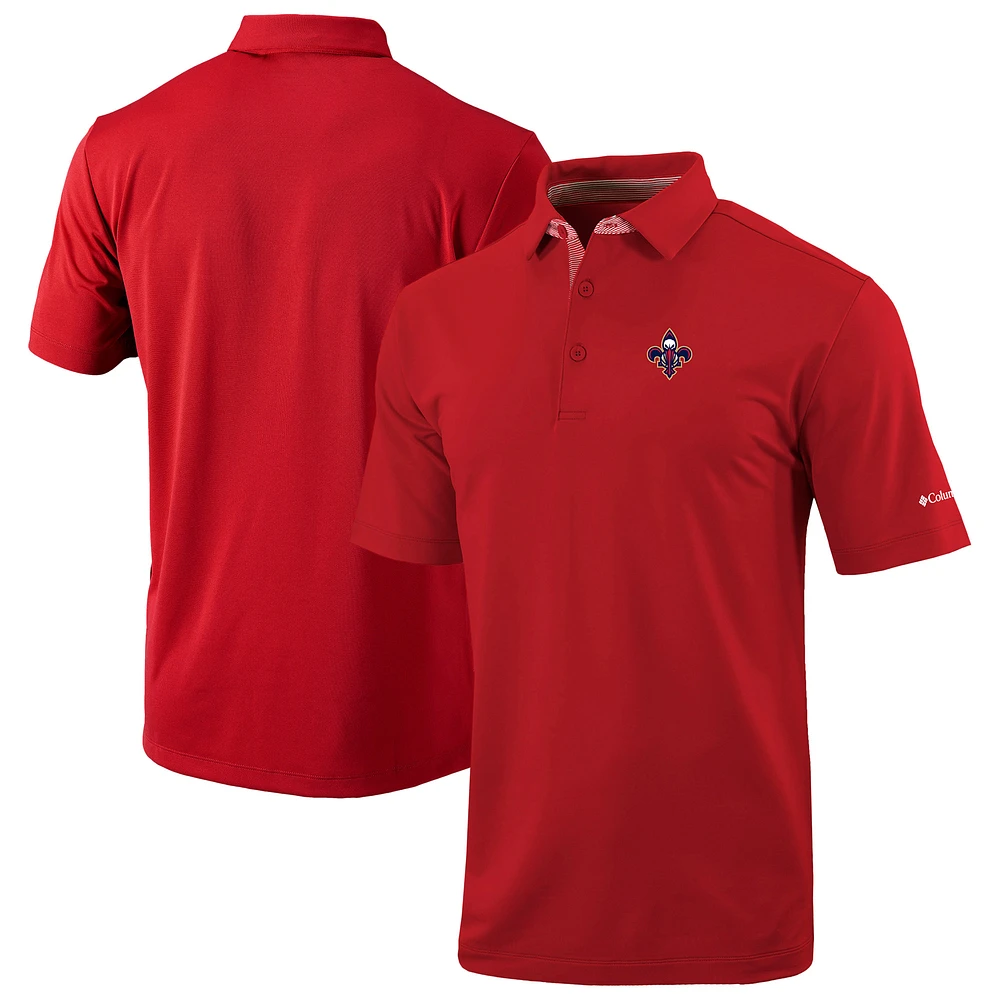 Men's Columbia Red New Orleans Pelicans Omni-Wick Even Lie Polo