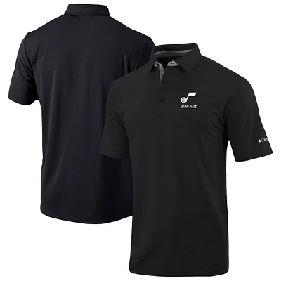 Men's Columbia Black Utah Jazz Omni-Wick Even Lie Polo
