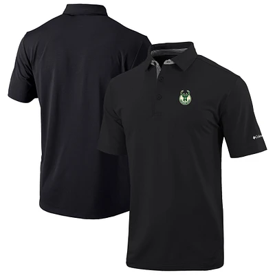 Men's Columbia Black Milwaukee Bucks Omni-Wick Even Lie Polo