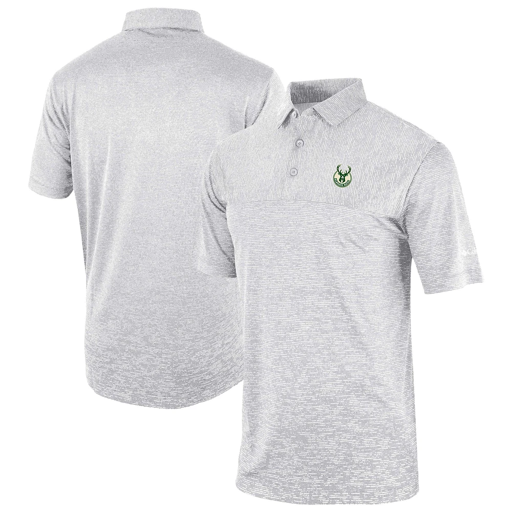 Men's Columbia Gray Milwaukee Bucks Omni-Wick Heading Out Polo